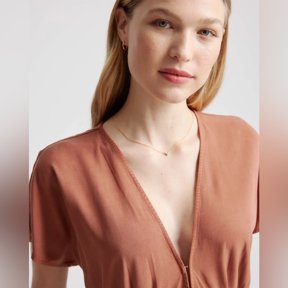 Quince vintage Wash Tencel Button Down Front Sleeve Midi Sundress in L, NWT - Picture 4 of 9